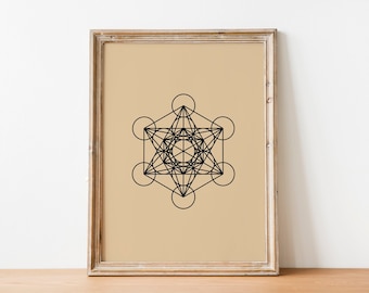 Metatron Cube Wall Art | Sacred Geometry Print | Metatron Print | Metatron's Cube Poster | Sacred Geometry Wall Art | Yoga Wall Art