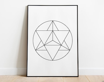 Merkaba heilige geometrie kunstafdruk: spiritueel yogadecor (digitale download)