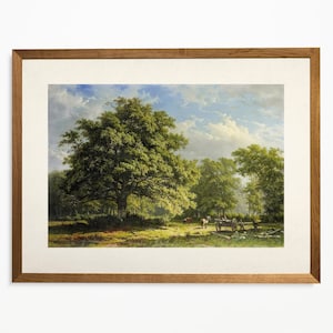 Vintage Lanscape Painting, Vintage Forest Print, Forest Painting, Meadow Painting, Country Landscape, Landscape Wall Art, Vintage Home Decor