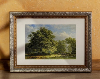 Vintage Lanscape Painting, Vintage Forest Print, Forest Painting, Meadow Painting, Country Landscape, Landscape Wall Art, Vintage Home Decor