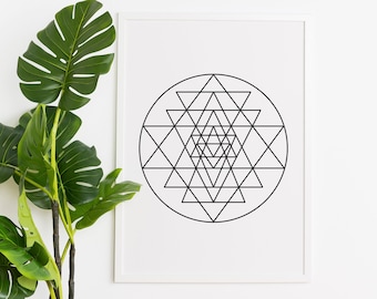 Sri Yantra Wall Art | Sacred Geometry Wall Art | Sri Yantra Print | Sacred Geometry Art | Spiritual Art Decor | Sri Yantra Mandala | Digital