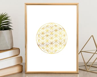 Flower of Life Print | Flower of Life Wall Art Gold | Sacred Geometry Wall Art | Sacred Geometry Gold Print | Spiritual Art Decor