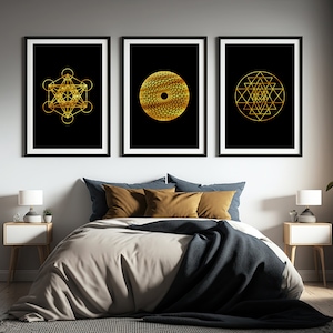 Sacred Geometry Wall Art Set, Printable Wall Art Set of 3, Metatron ...