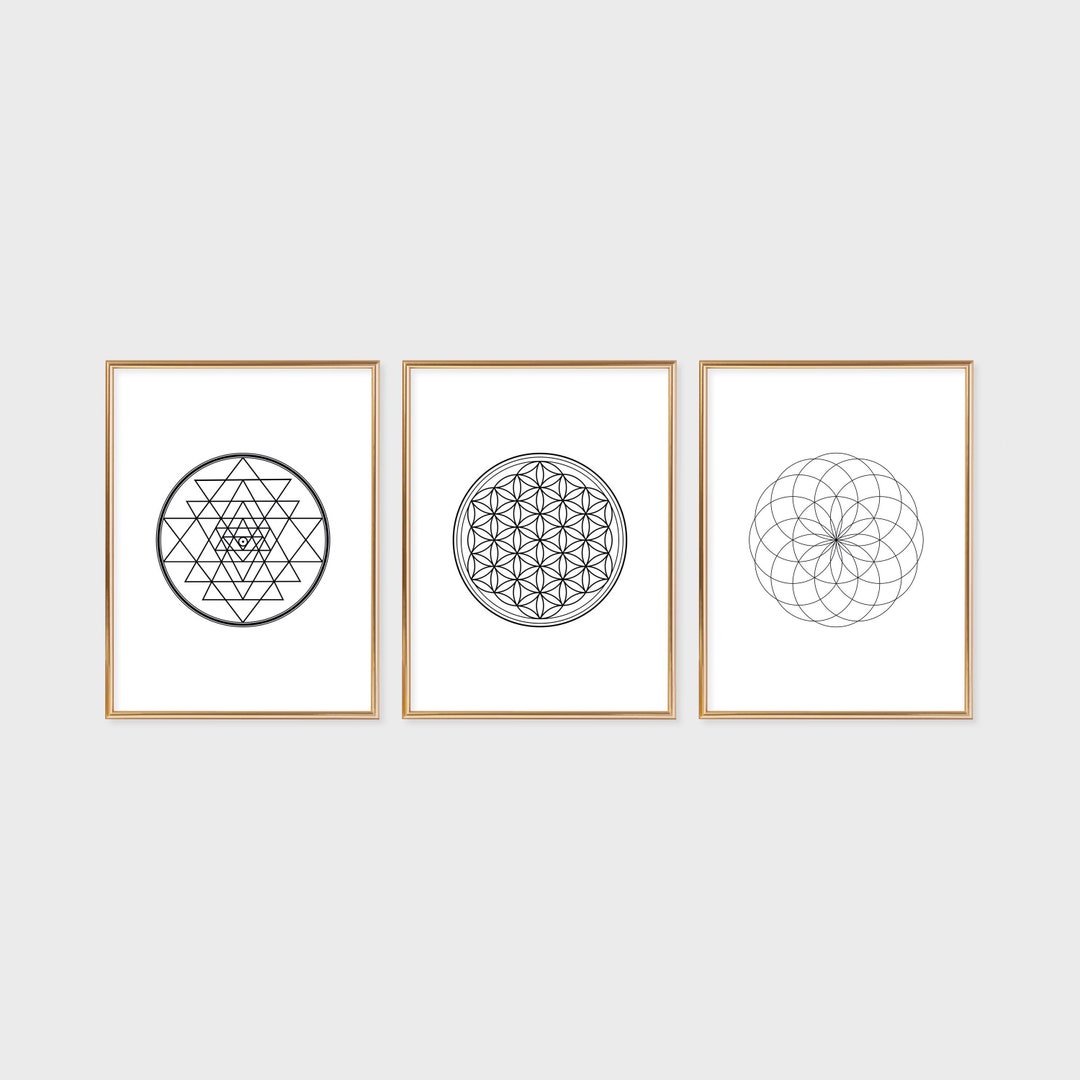 Sacred Geometry Wall Art, Flower of Life Print, Sri Yantra Print, Torus ...