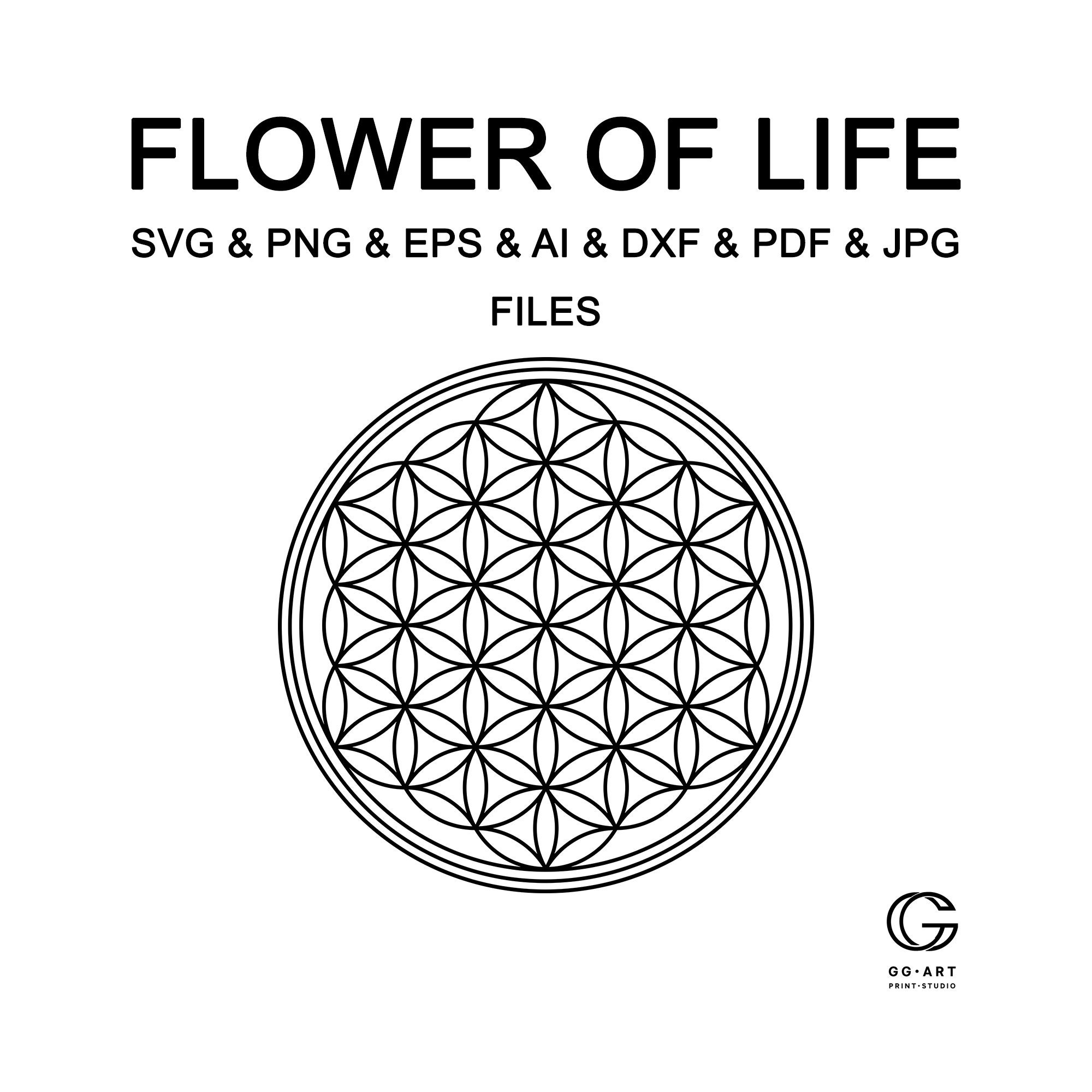 Vettore del fiore della vita, Fiore della vita in formato SVG, Geometria sacra in formato SVG, File tagliati al laser del fiore della vita, Mandala in formato SVG, file PNG EPS AI DXF PDF JPG SVG