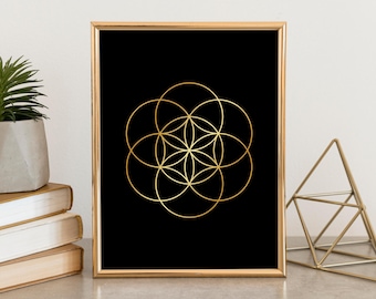 Gold Seed of Life Print: Sacred Geometry Wall Art (Digital Download)