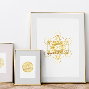 Sacred Geometry Wall Art Set, Flower of Life Print, Metatron Cube Print ...