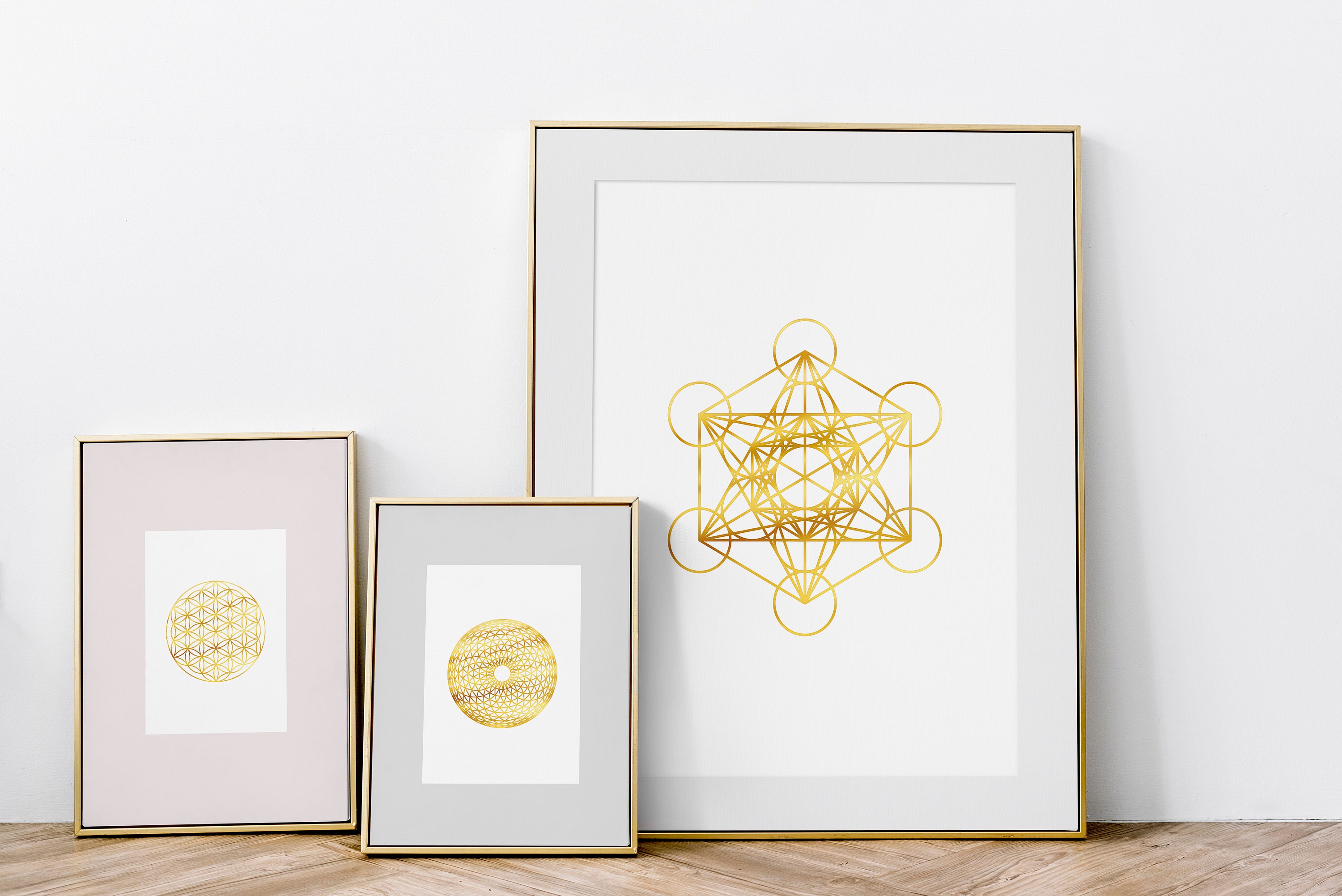 Sacred Geometry Wall Art Set, Flower of Life Print, Metatron Cube Print ...