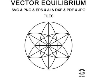 Equilibrio vettoriale in formato SVG, geometria sacra in formato SVG, file di taglio laser di Equilibrio vettoriale, file SVG geometrici, PNG, EPS, AI, DXF, PDF, JPG, file SVG