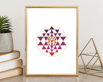 Sri Yantra Gold Print: Sacred Geometry Wall Art (Digital Download)