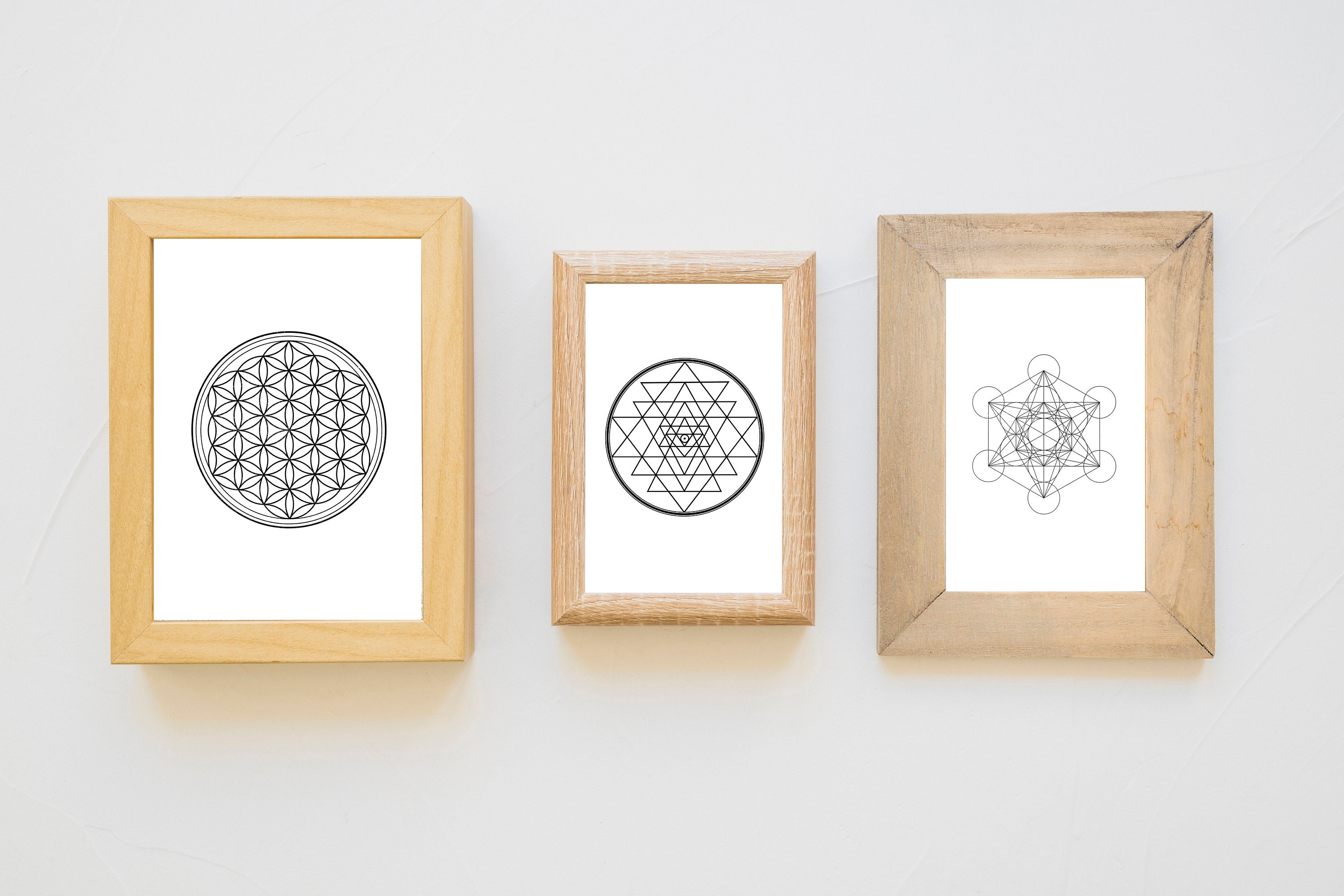 Sacred Geometry Wall Art, Flower of Life Print, Sri Yantra Print ...