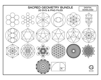 Geometria Sacra SVG / Pacchetto di Arte Geometria Sacra / Mandala SVG / Spirituale SVG e PNG / Minimalista Geometrico SVG / Uso Commerciale Incluso