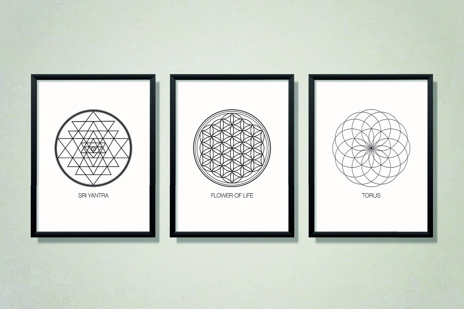 Sacred Geometry Wall Art Flower of Life Print Sri Yantra Etsy