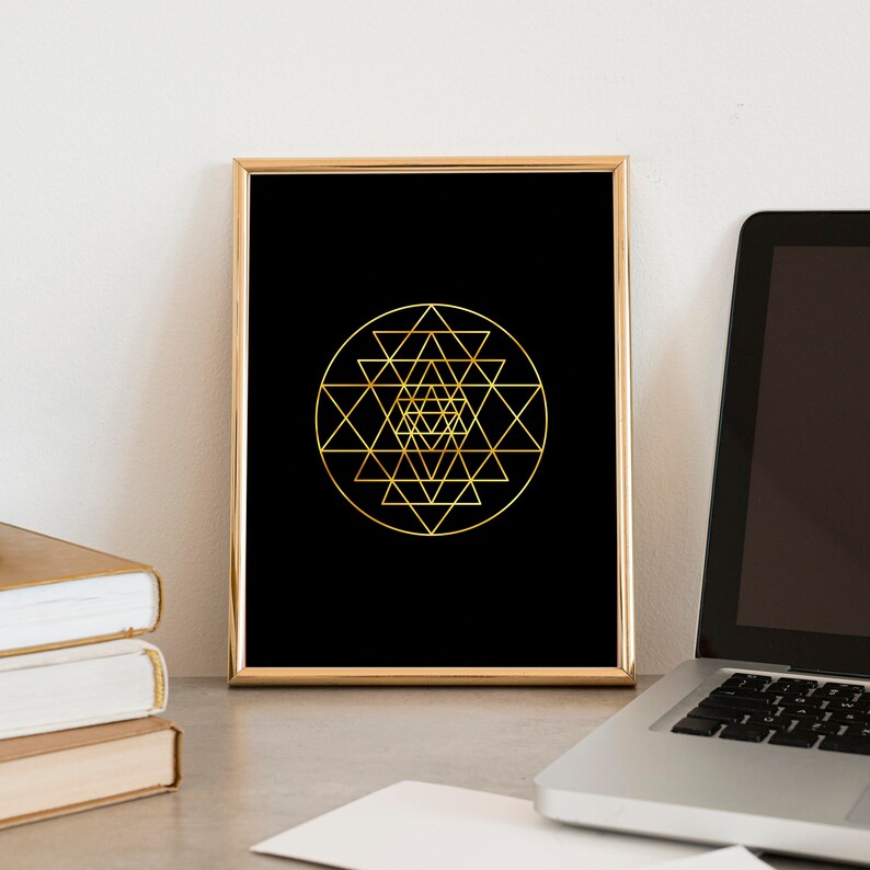 Sri Yantra Wall Art | Sacred Geometry Wall Art | Sri Yantra Print | Sacred Geometry Gold Print ...