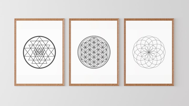 Yoga Studio Wall Art Set, Geometric Wall Art Prints, Pilates Studio ... - Yoga Studio Wall Decor With Geometric Shapes