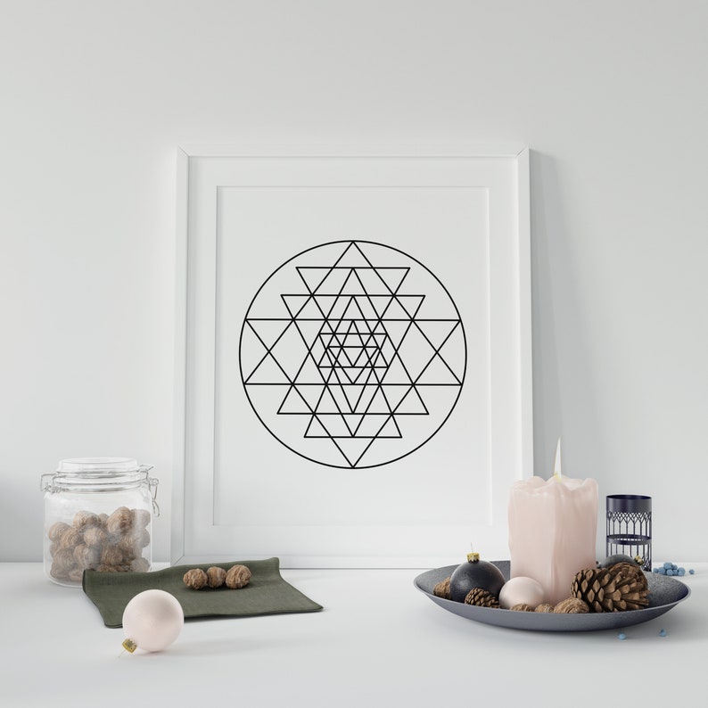 Sri Yantra Wall Art Sacred Geometry Wall Art Sri Yantra Etsy