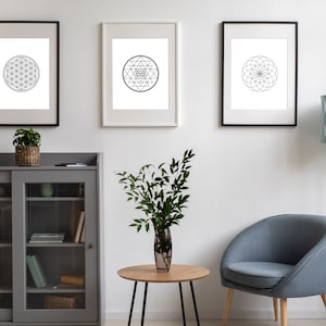 Picture of Yoga Studio Wall Art Set, Geometric Wall Art Prints, Pilates Studio ...