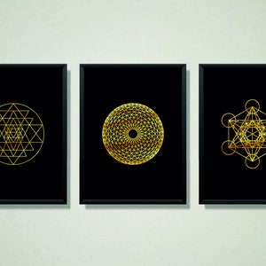 Sacred Geometry Wall Art Set, Printable Wall Art Set of 3, Metatron ...