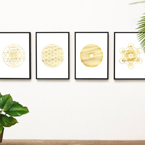 Sacred Geometry Wall Art Set, Flower of Life Print, Torus Wall Art, Sri ...