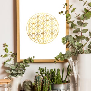 Flower of Life Gold Print | Flower of Life Wall Art | Sacred Geometry ...