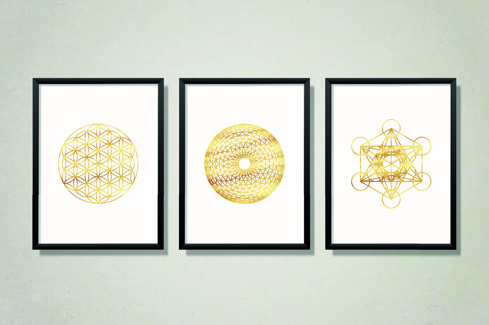Sacred Geometry Wall Art Set, Flower of Life Print, Metatron Cube Print ...