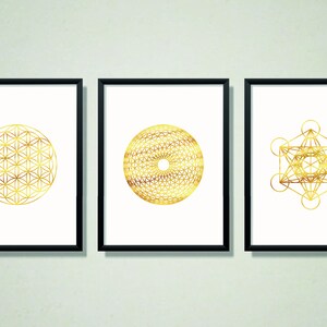 Sacred Geometry Wall Art Set, Flower of Life Print, Metatron Cube Print ...