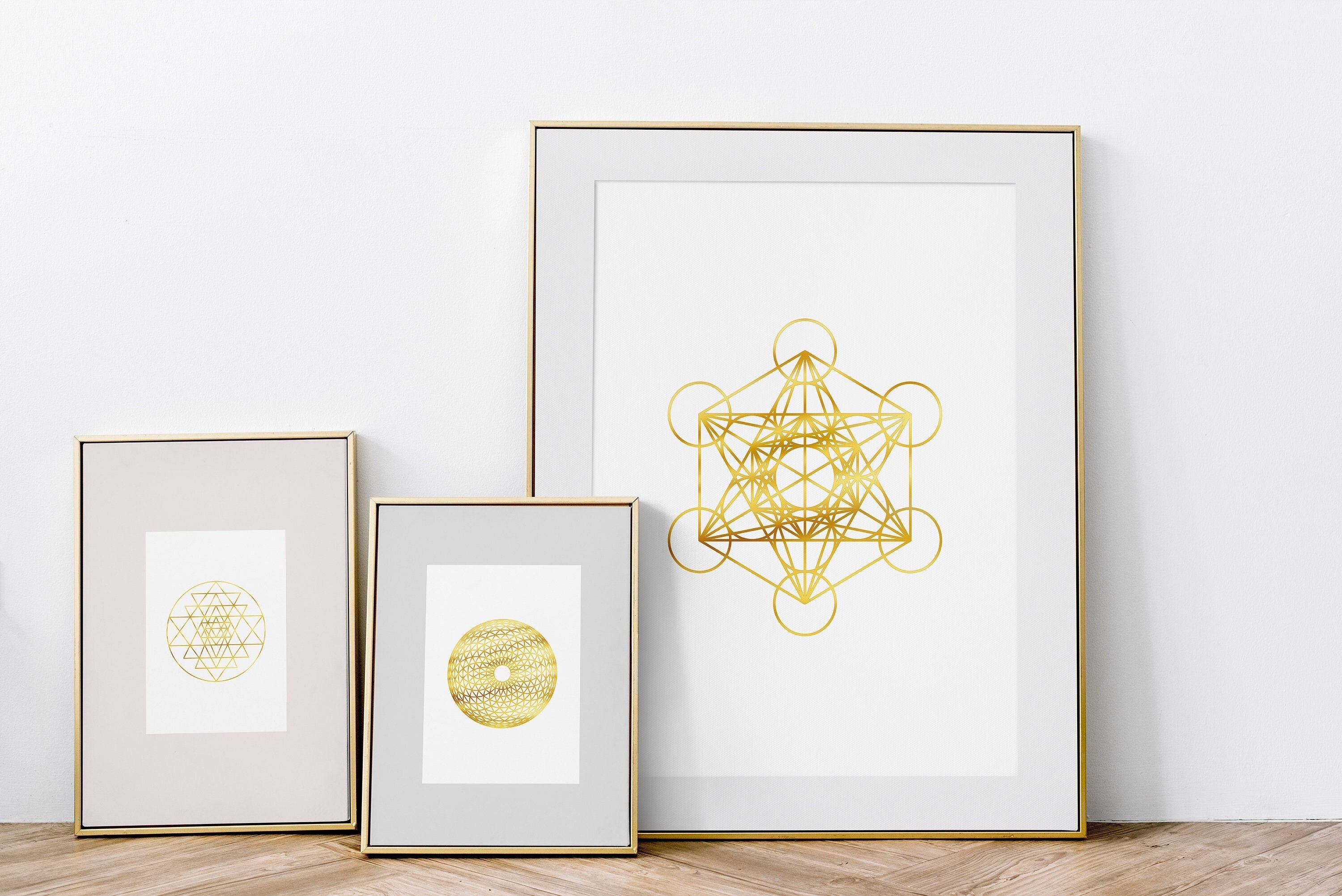 Sacred Geometry Wall Art Set, Torus Print, Sri Yantra Print, Metatron ...