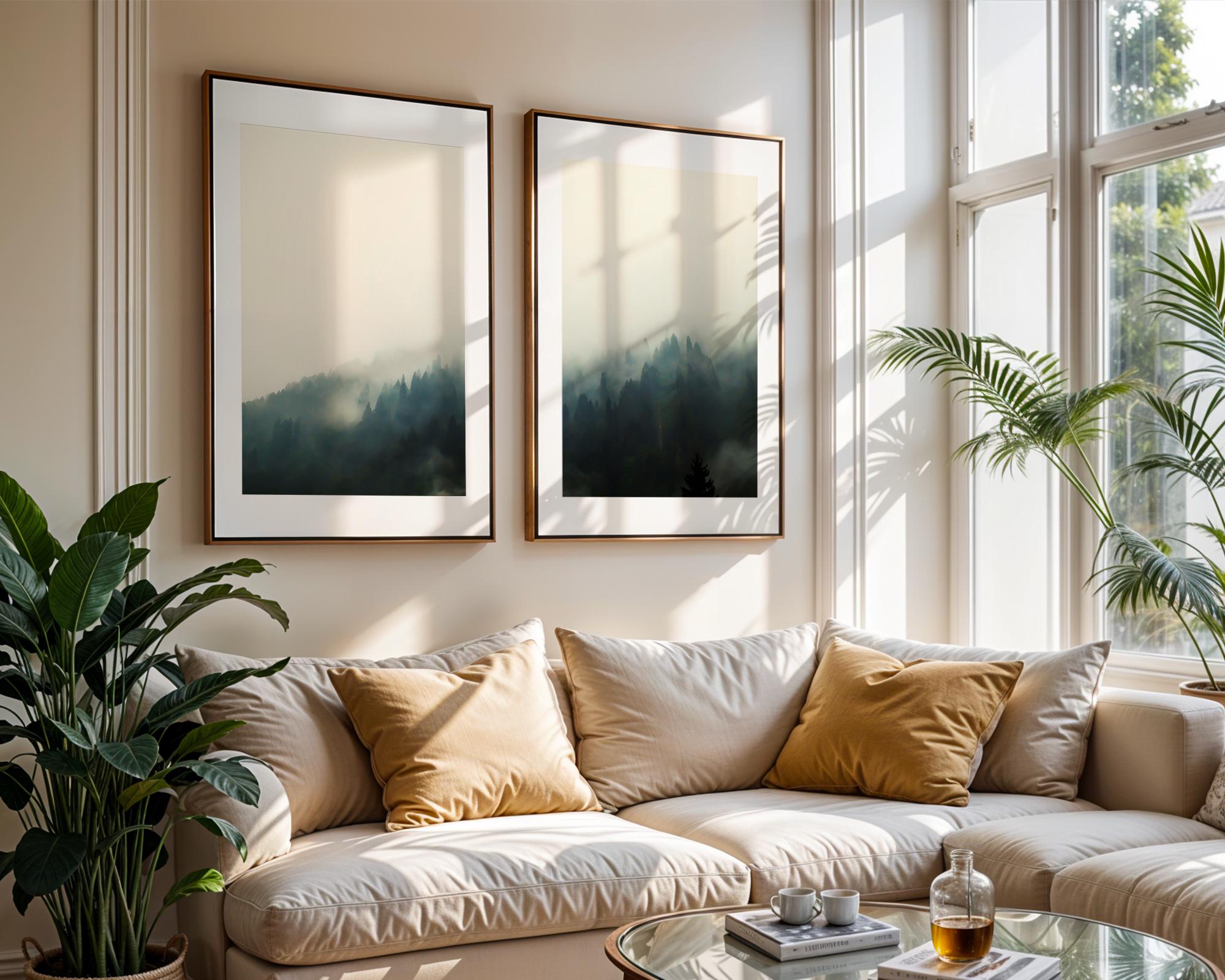 Misty Forest Print Set: Foggy Landscape Wall Art (digital Download) - Etsy