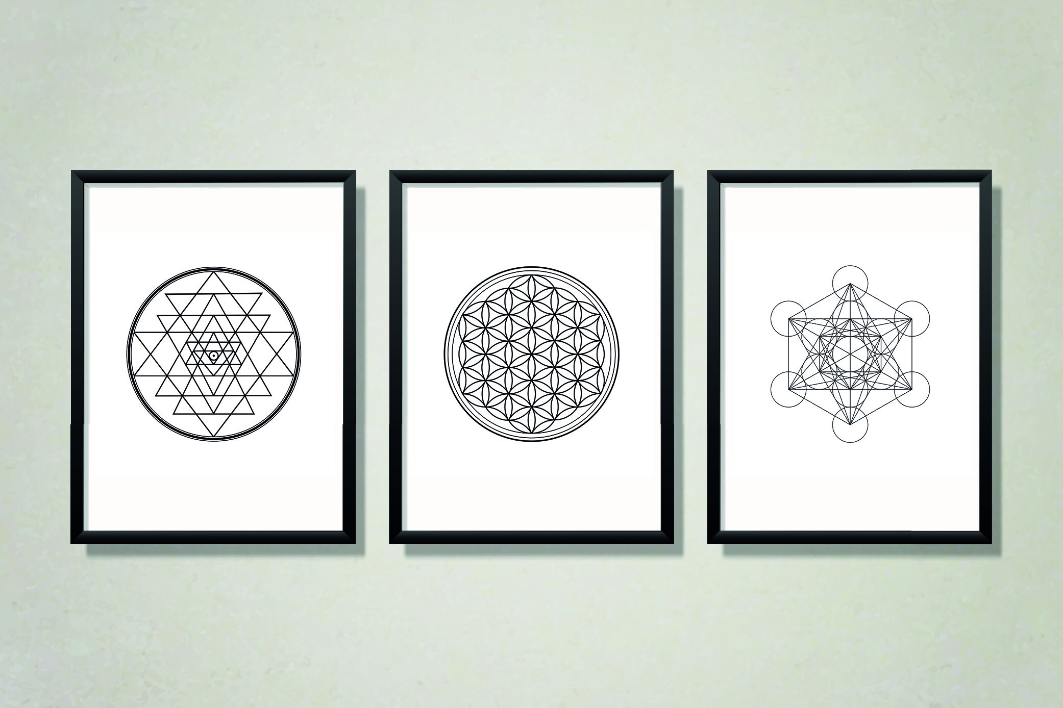 Sacred Geometry Wall Art, Flower of Life Print, Sri Yantra Print ...