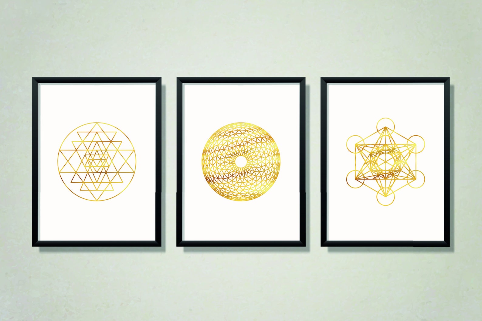 Sacred Geometry Wall Art Set, Torus Print, Sri Yantra Print, Metatron ...