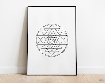 Sri Yantra Print | Sacred Geometry Wall Art | Sri Yantra Wall Art | Spiritual Art Decor | Sri Yantra Mandala | Yoga Prints | Zen Wall Art