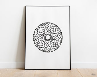 Sztuka ścienna Torus | Sztuka ścienna Sacred Geometry | Wydruk Torus Yantra | Dekoracja sztuki duchowej | Sztuka ścienna Yoga | Sztuka ścienna geometryczna | Plakat geometryczny