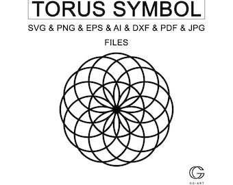 Torus symbol svg, Sacred geometry svg, Torus yantra vector, Torus cut files, Torus svg, png eps ai dxf pdf jpg svg files,Geometric svg files