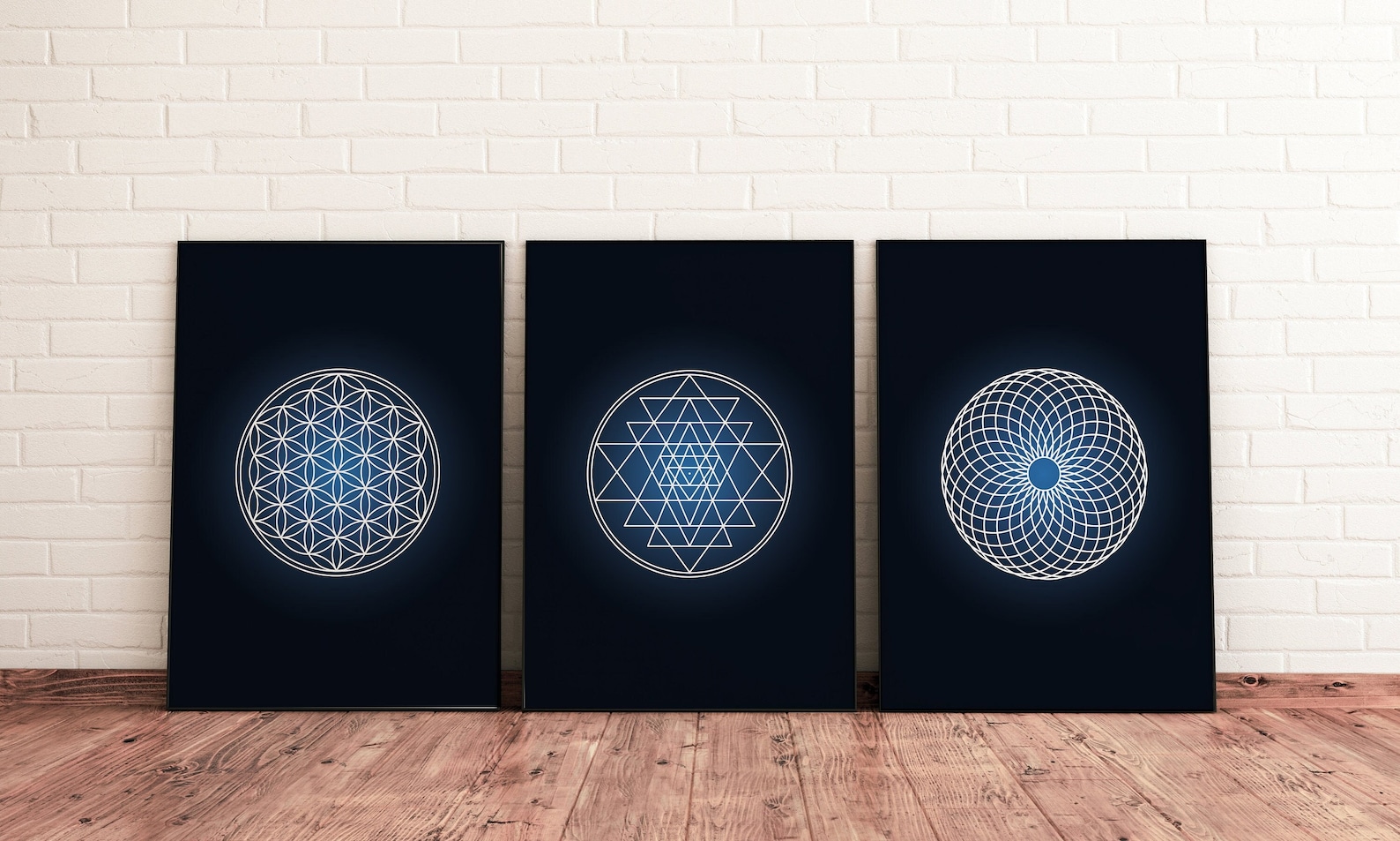 Sacred Geometry Wall Art Set, Set of 3 Prints, Flower of Life, Sri ...
