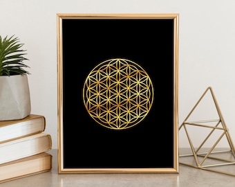 Flower of Life Wall Art | Sacred Geometry Wall Art | Flower of Life Print | Sacred Geometry Gold | Spiritual Art Prints | Mandala Wall Art