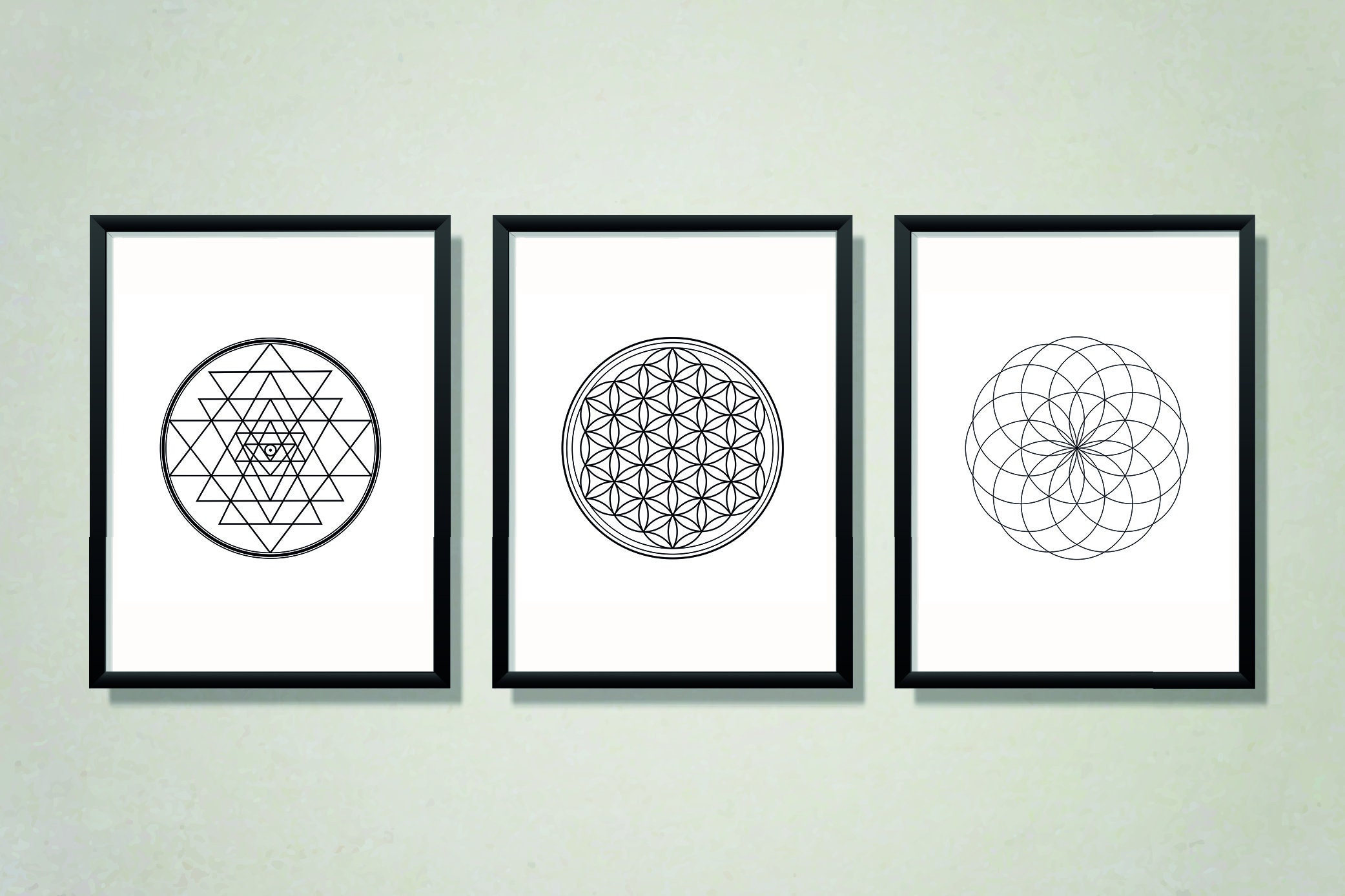 Sacred Geometry Wall Art Flower of Life Print Sri Yantra - Etsy