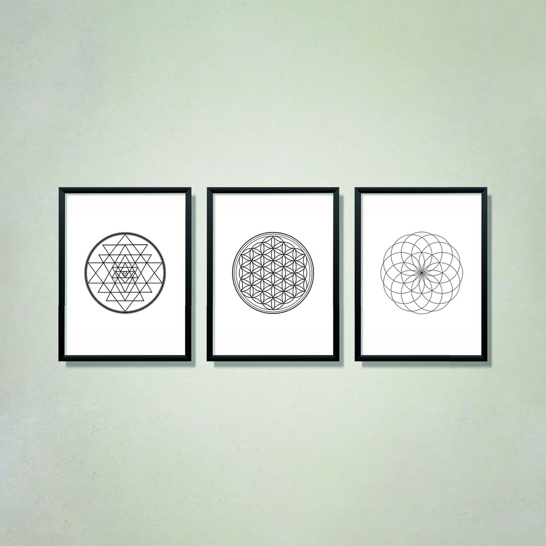 Yoga Studio Wall Art Set, Geometric Wall Art Prints, Pilates Studio