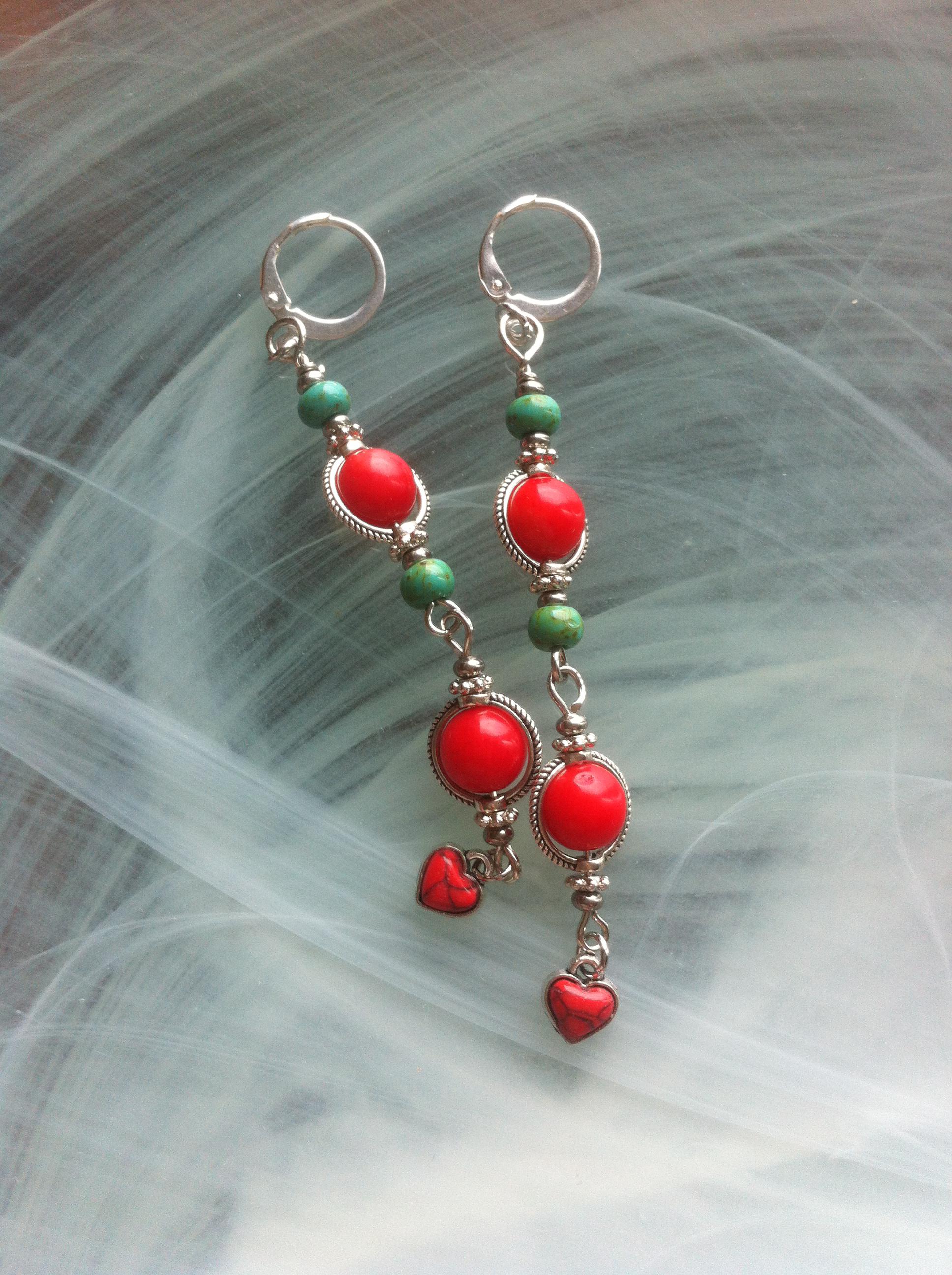 Boucles D'oreilles Pendantes Style Tibétain - Mignonnes - Fermoir Dormeuse - Verre