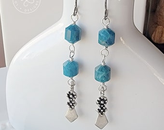 Long Delicate Apatite Gemstone Earrings | Gift Boxed