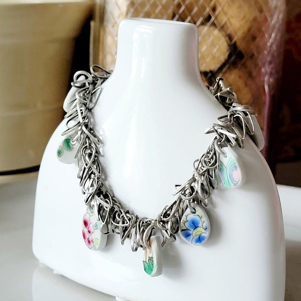 Upcycled Broken China Charm Bracelet | Gift Boxed | Gift With Purchase