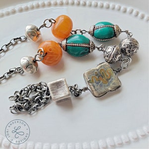 Tibetan Bead Necklace with Lampwork Glass Tassle | Gift Boxed | Gift with Purchase