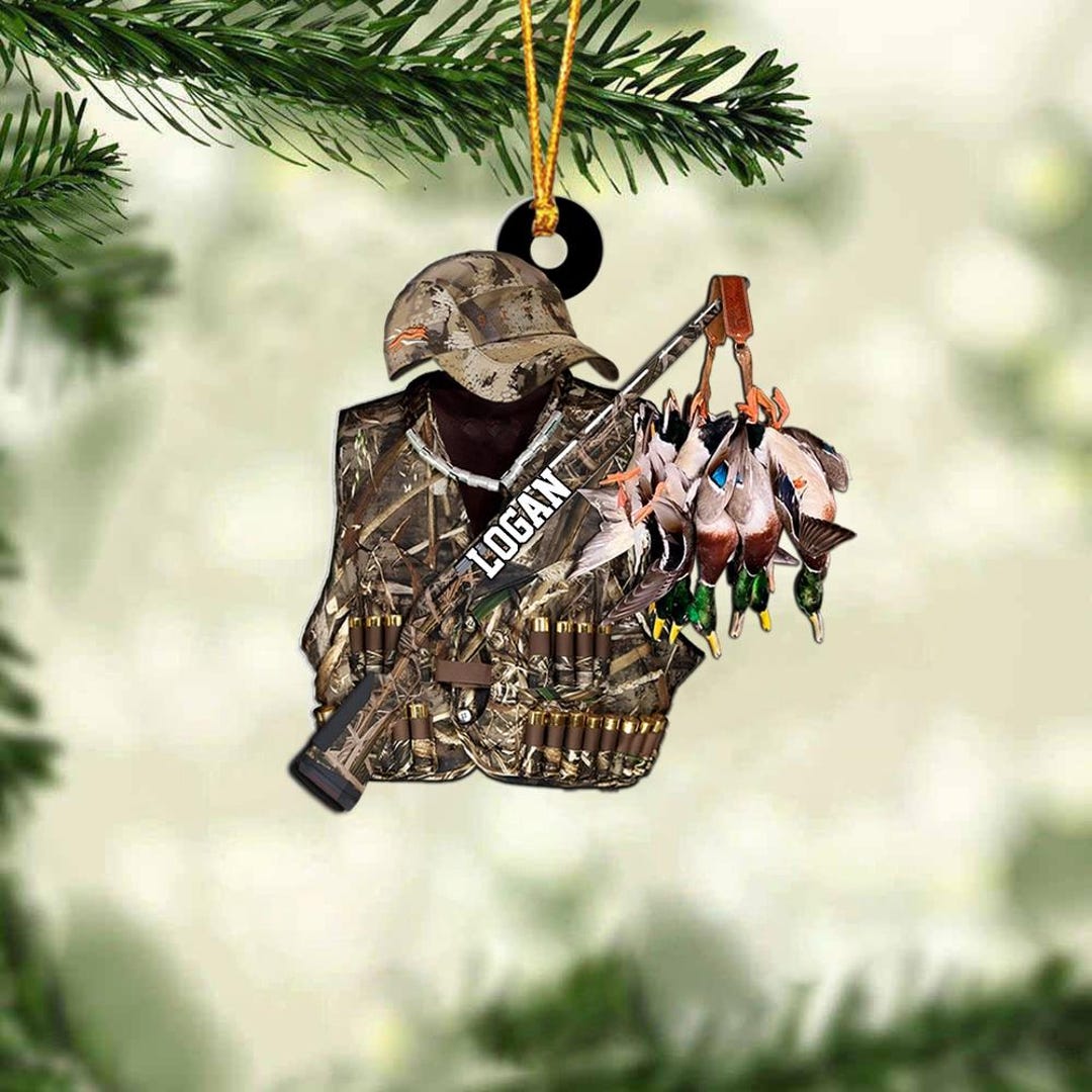 Personalized Duck Hunting Christmas Ornament, Duck Hunting Christmas