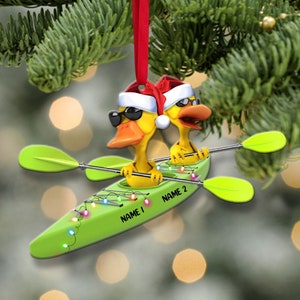 Personalized Kayaking Yellow Ducks Ornament Kayaking Ornament Tree Hanging Decor Christmas Acrylic Flat Ornament For Kayaking Lovers