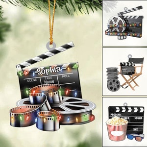 Personalized Film Clapboard Christmas Ornament, Film Clapper Christmas, Film Clapper Ornament, Christmas Gift For Film, Tree Hanging Decor