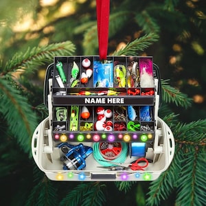 Fishing Christmas Tackle Box  Flat Ornament Personalized Fishing Christmas Ornament, Fishing Ornament, Gift Fishing Lover