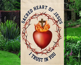 Sacred Heart Of Jesus I Trust In You Catholic Flag, Jesus Flag, June Catholic Flag, June Sacred Heart Flag