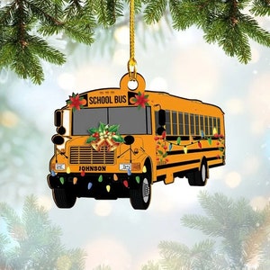 Personalized School Bus Acrylic Ornament, School Bus Flat Ornament, For Bus Driver Christmas Gift, Christmas 2022