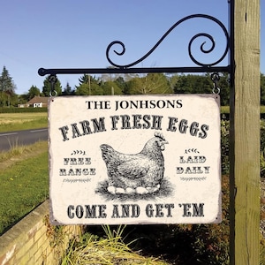 Chicken Coop Sign , Farm Fresh Eggs Come And Get Em, Customizabled Farm Sign, Gift for Farmer, Chicken Lover, Farmhouse Chicken Decor