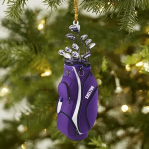 Personalized Golf Bag Christmas Ornament for Golf Players, Custom Golf Bag Color Ornament for Dad, Golf Christmas Ornament