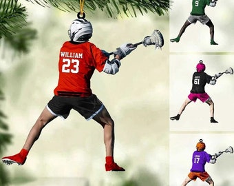 Adorno navideño personalizado para jugadores de Lacrosse, Adorno para jugadores de Lacrosse, Regalo para los amantes del Lacrosse, Regalo para el hombre